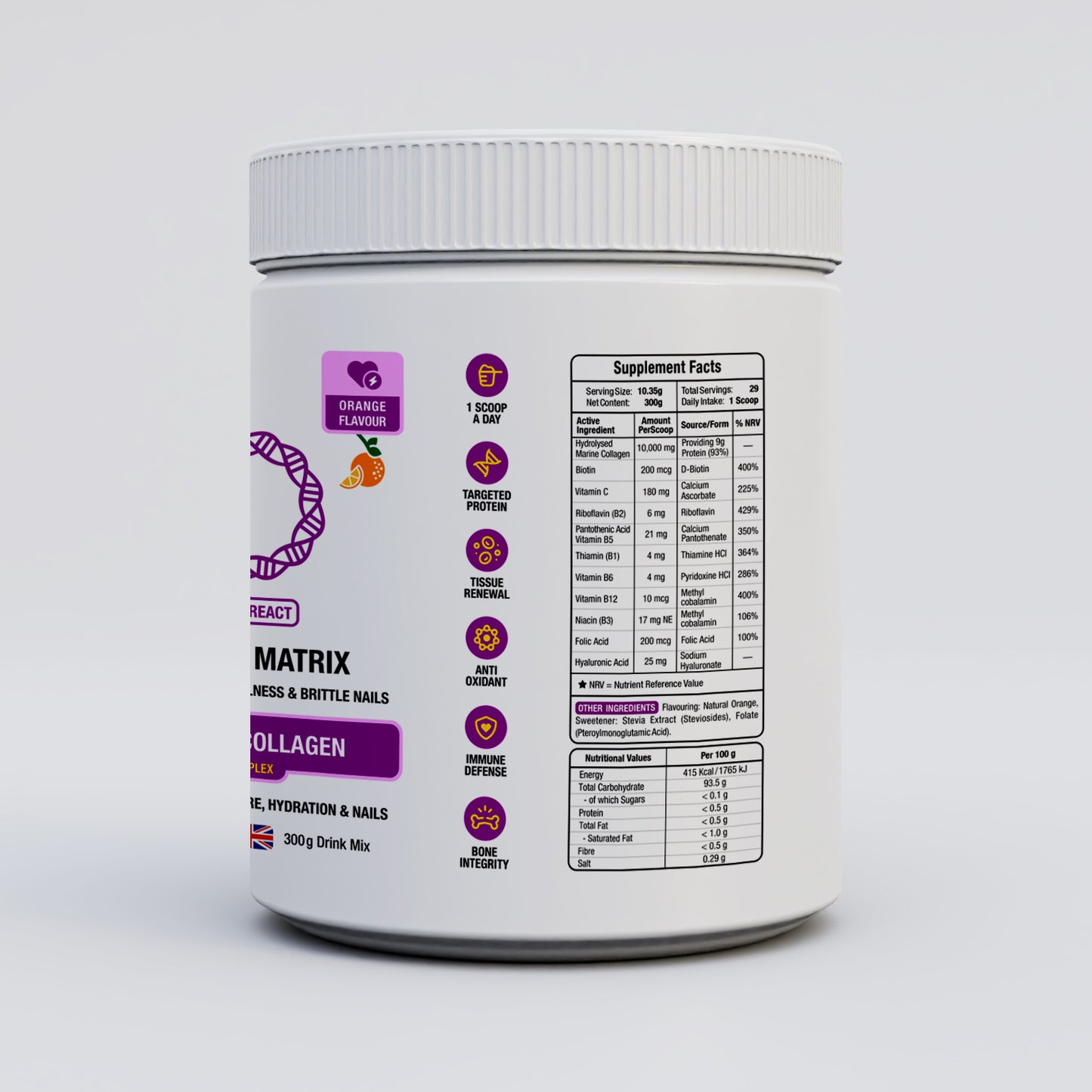 Beauty Matrix Complex – Marine Collagen for Skin Hydration, Nail Strength & Glow (300g Powder)