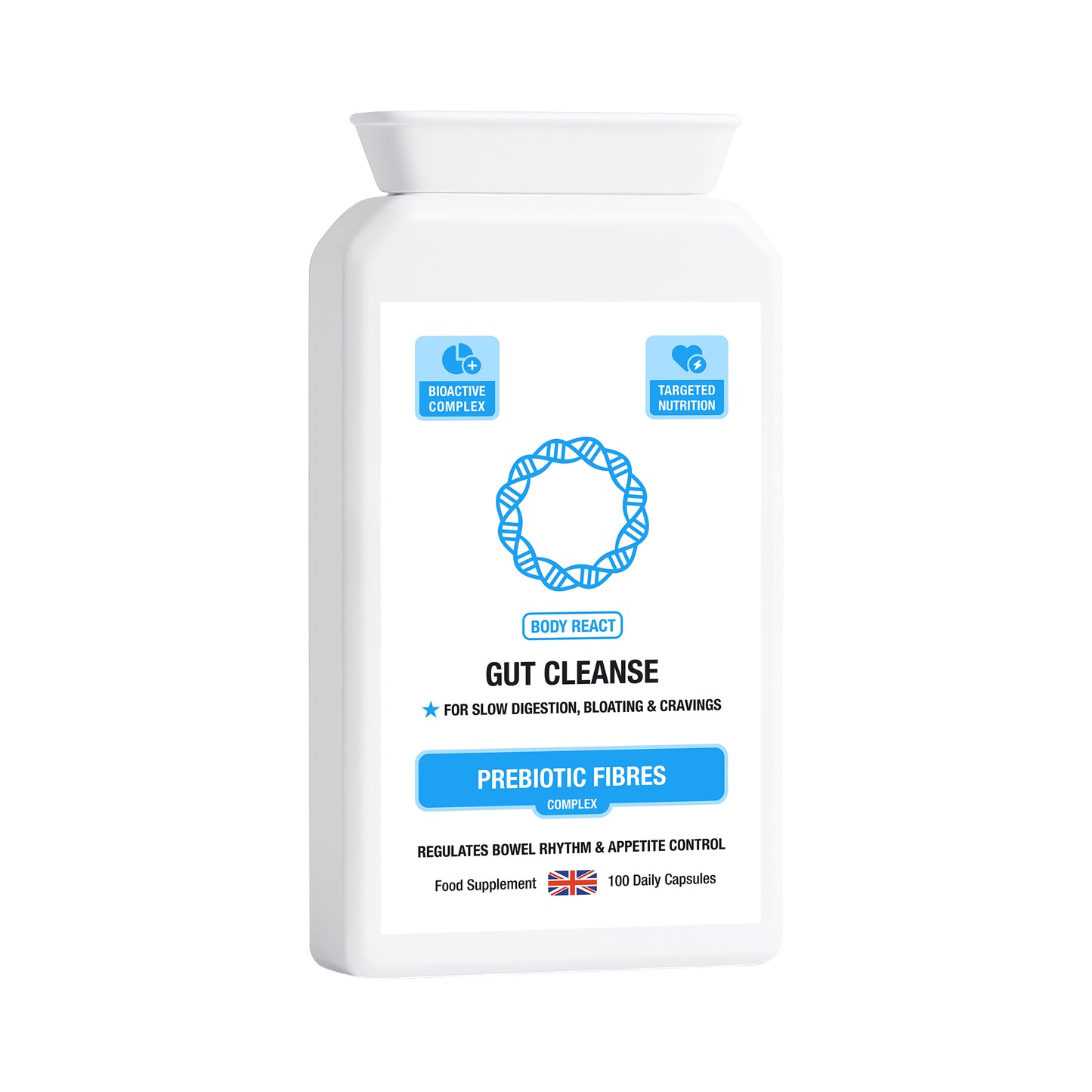 Gut Cleanse Complex – Plant-Based Prebiotic Fibres for Digestion, Bloating & Craving Control (100 Capsules)