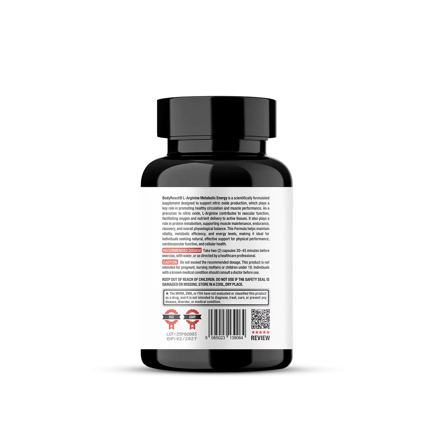 L-Arginine 1000mg – Vegan Nitric Oxide & Cardiovascular Support (120 Capsules)