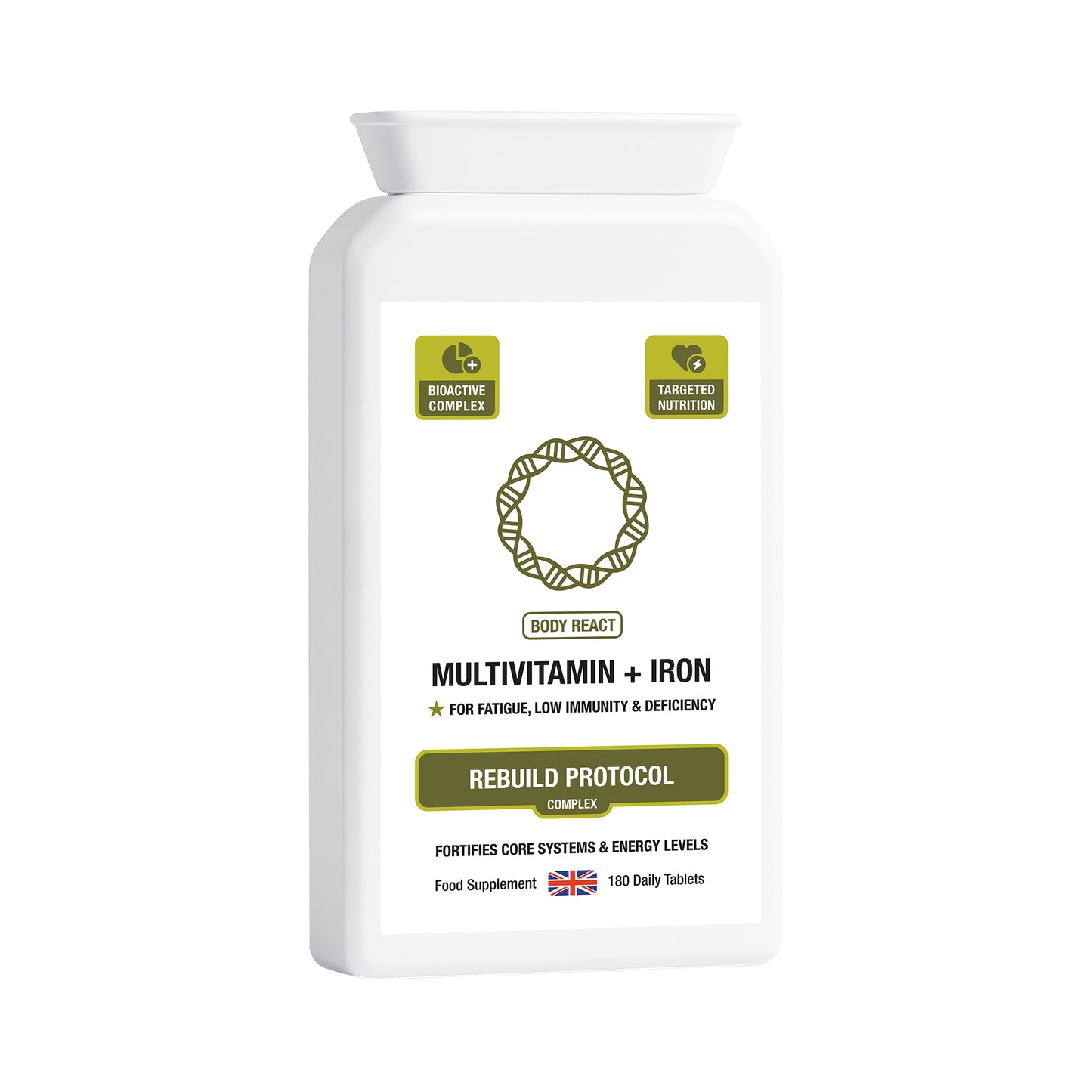 Multivitamin + Iron Complex – Daily Immune & Energy Support with B Vitamins, Iron, & Antioxidants (180 Tablets)