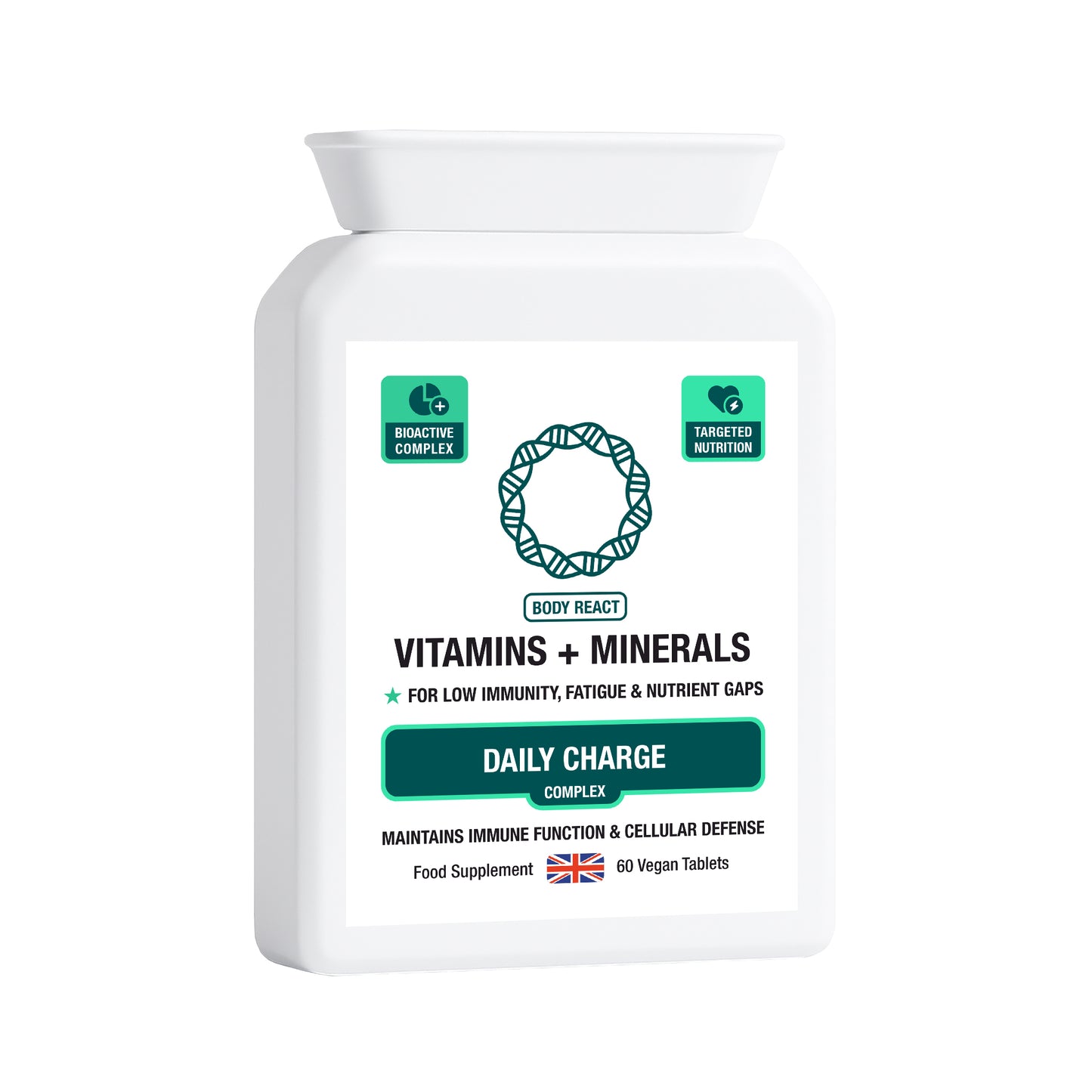 Vitamins + Minerals Complex – 26 Essential Nutrients for Immunity, Energy & Nutrient Gaps (60 Vegan Tablets)