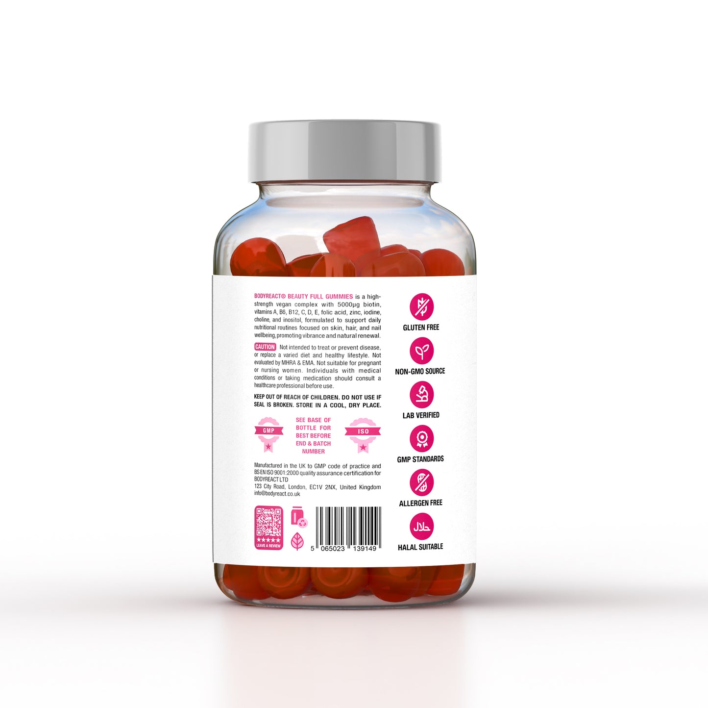 Beauty Full Gummies – Hair, Skin & Nail Complex with Biotin, B-Vitamins & Antioxidants (150 Raspberry-Flavoured Gummies)