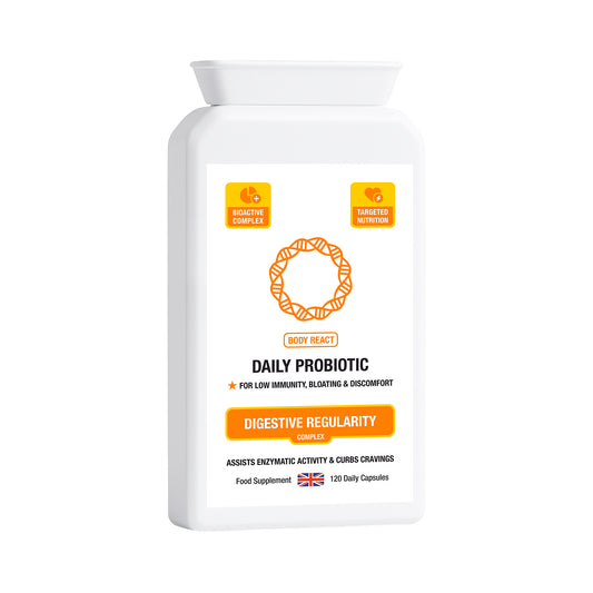 Daily Probiotic Complex – 6-Strain Gut Support with FOS Prebiotic for Bloating, Immunity & Digestive Balance (120 Capsules)