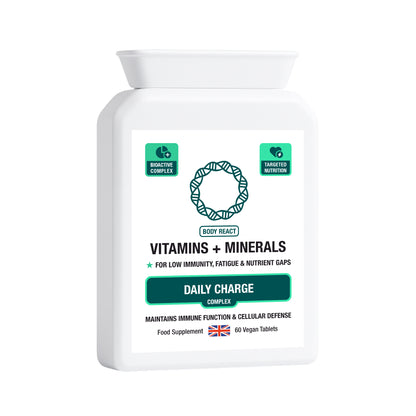 Vitamins + Minerals Complex – 26 Essential Nutrients for Immunity, Energy & Nutrient Gaps (60 Vegan Tablets)