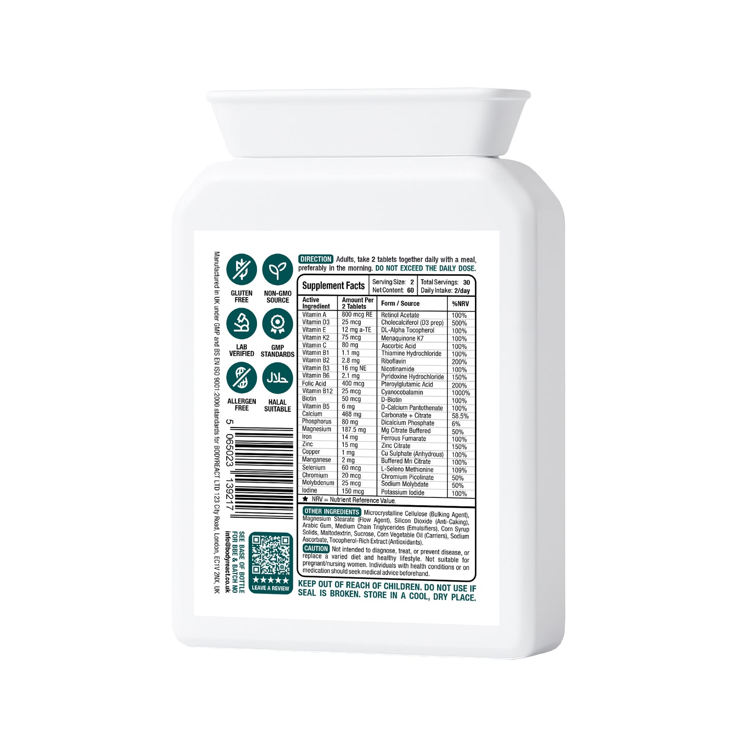 Vitamins + Minerals Complex – 26 Essential Nutrients for Immunity, Energy & Nutrient Gaps (60 Vegan Tablets)